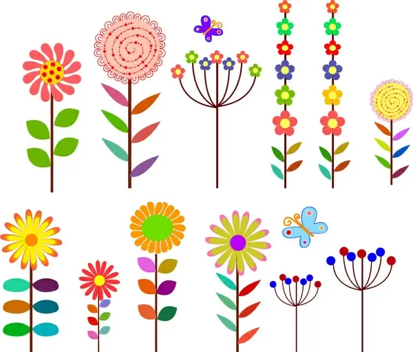 cartoon flowers design element