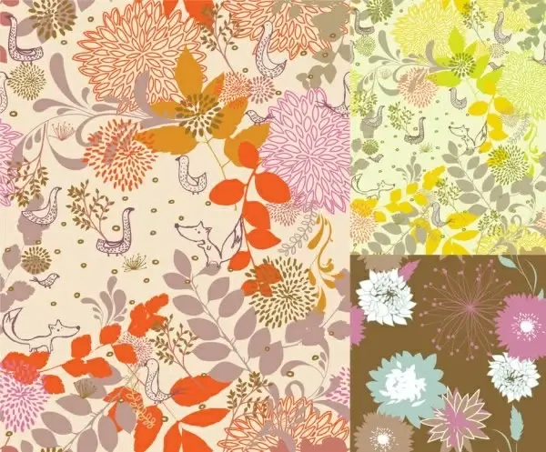 flowers pattern sets colorful classical design