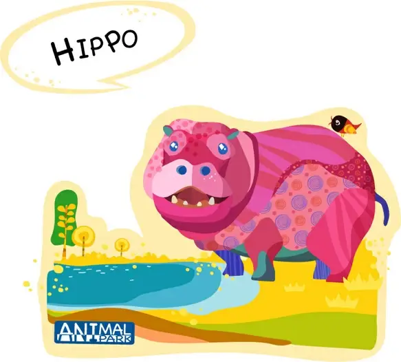 cartoon hippo vector art