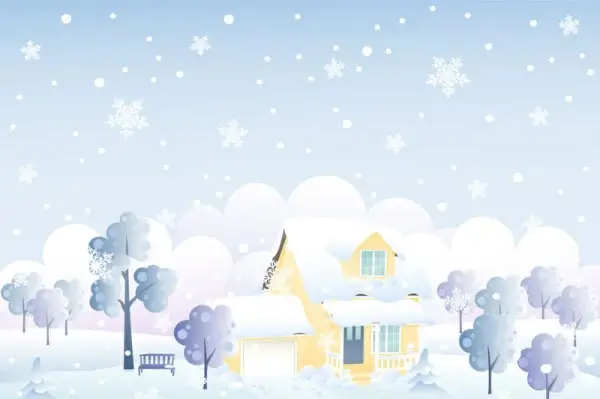 cartoon house and snow design vector set
