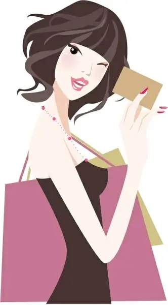 shopping woman icon cartoon character sketch