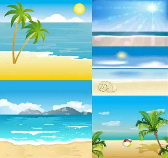 beach scene background templates bright colorful modern design
