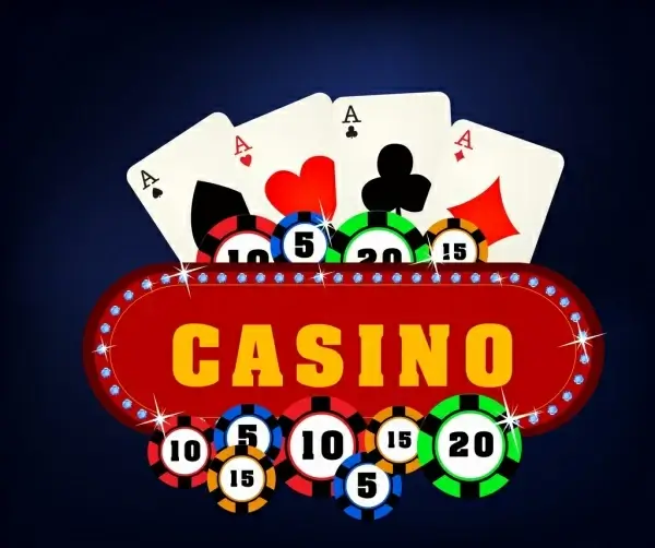 casino design elements card sparkling sign icons