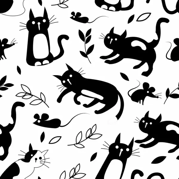 cat mouse background black white decor classical design