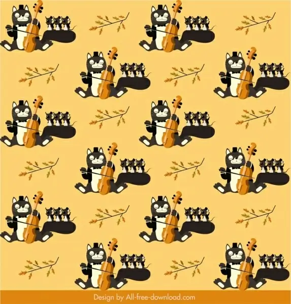 cat mouse pattern stylized cartoon sketch repeating design
