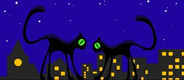 city cats background mockup icons night design