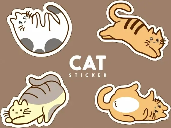 cat stickers collection various gestures isolation
