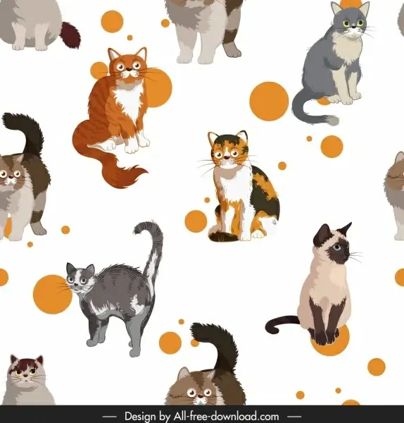 cats pattern colorful species decor