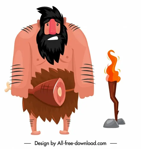 caveman icon ancient man sketch cartoon character