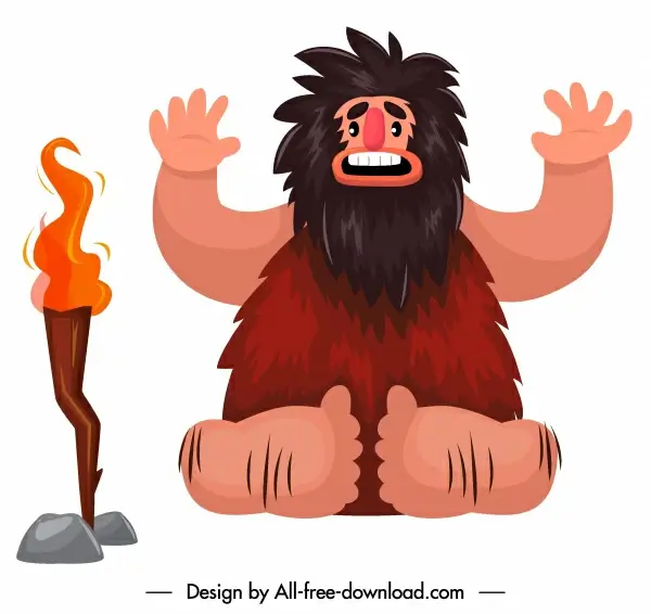 caveman icon funny cartoon character