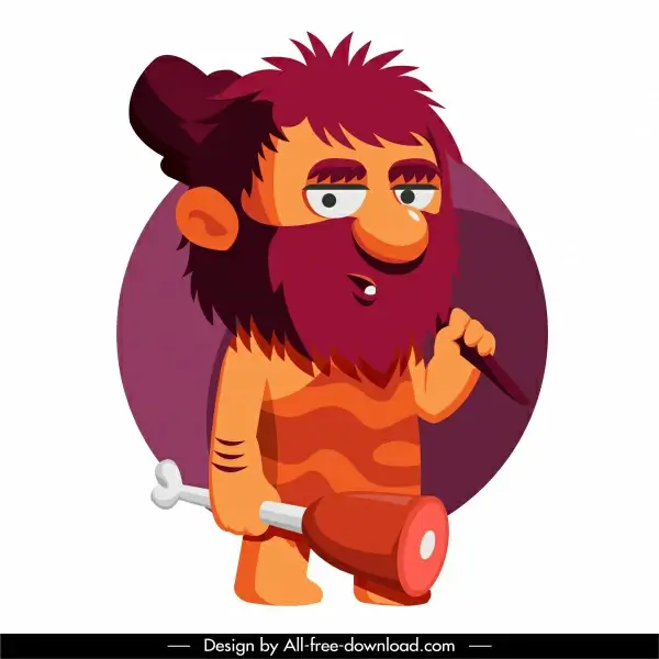 caveman icon funny cartoon character sketch