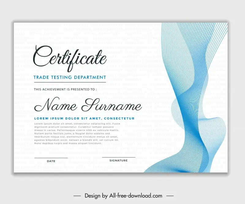 certificate background template elegant dynamic waving curves