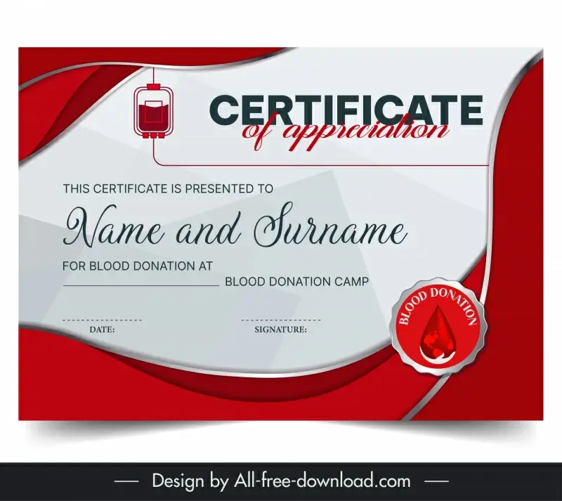certificate blood donation template classic flat