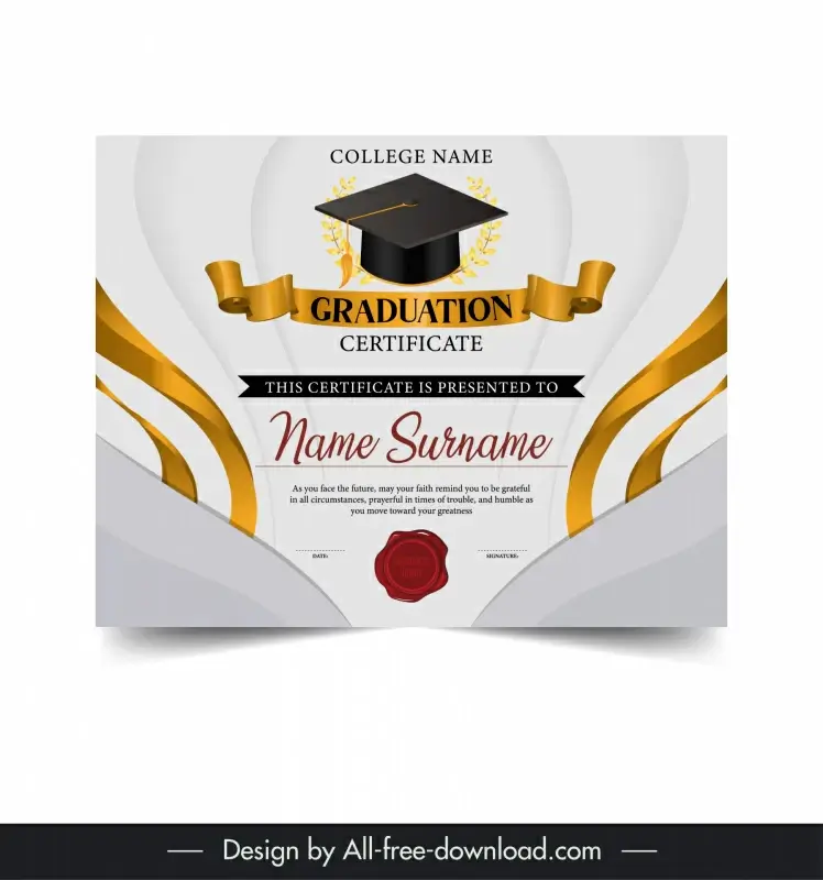 certificate graduation template elegant symmetric 3d