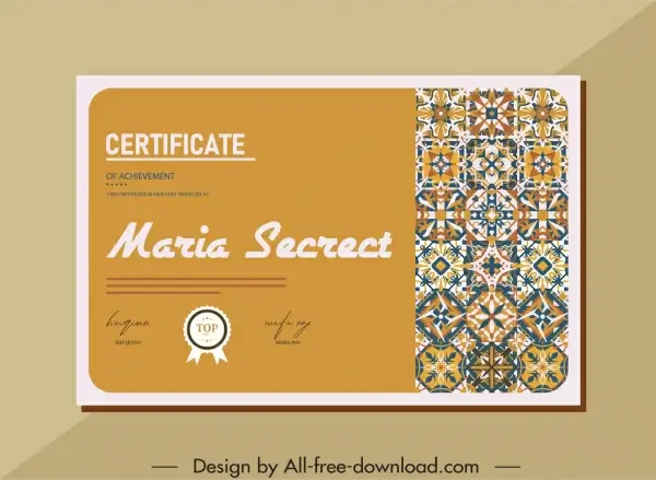 certificate template abstract floral pattern decor