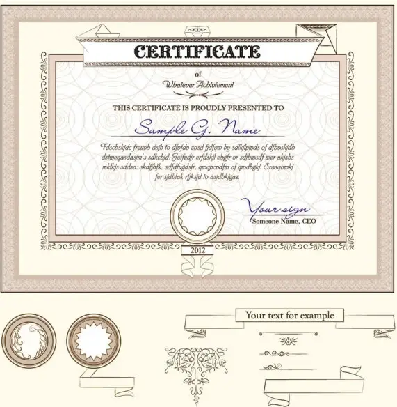 certificate template and decoration borders design vector