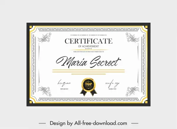 certificate template bright flat symmetry classical decor