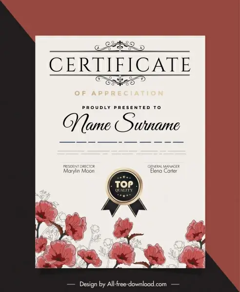 certificate template elegant botanical decor handdrawn classic