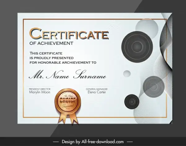 certification template modern elegant circles decor
