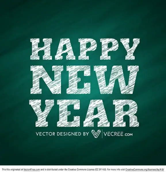 chalkboard happy new year vector