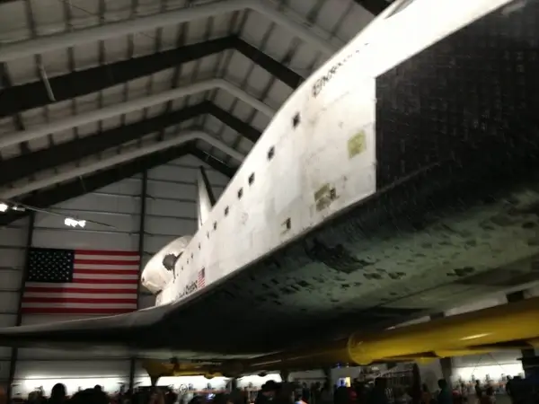 challenger space shuttle on display in hangar