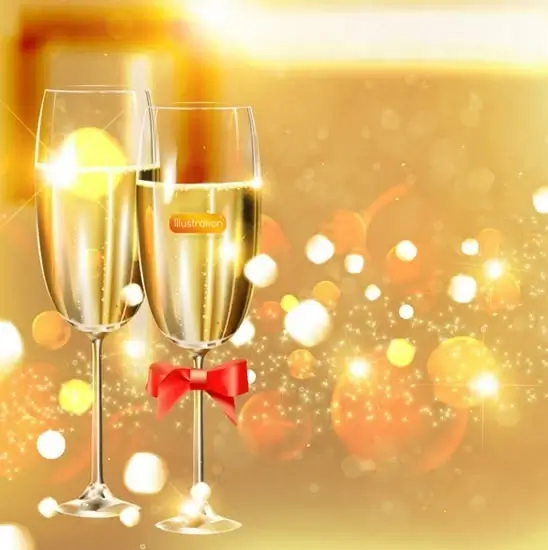 xmas background sparkling bokeh modern realistic champagne glasses