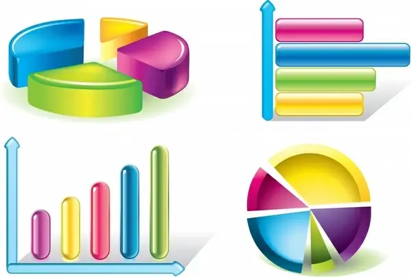 charts templates modern shiny colorful pie column shapes