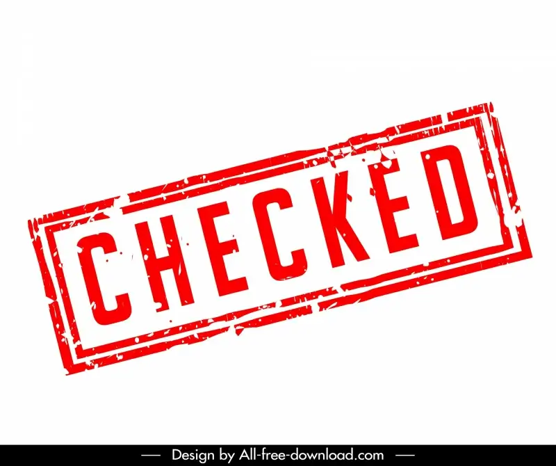 checked stamp template flat retro text rectangle border