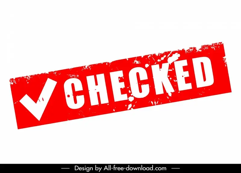 checked stamp template flat retro text rectangle shape