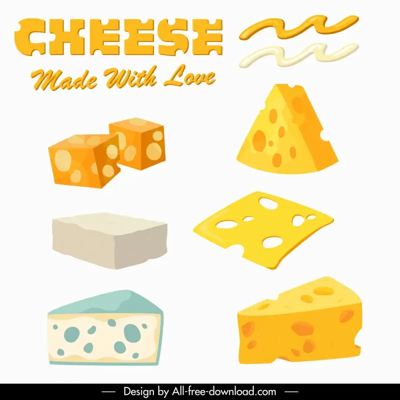 cheese advertising design elements classical 3d shapes outline 