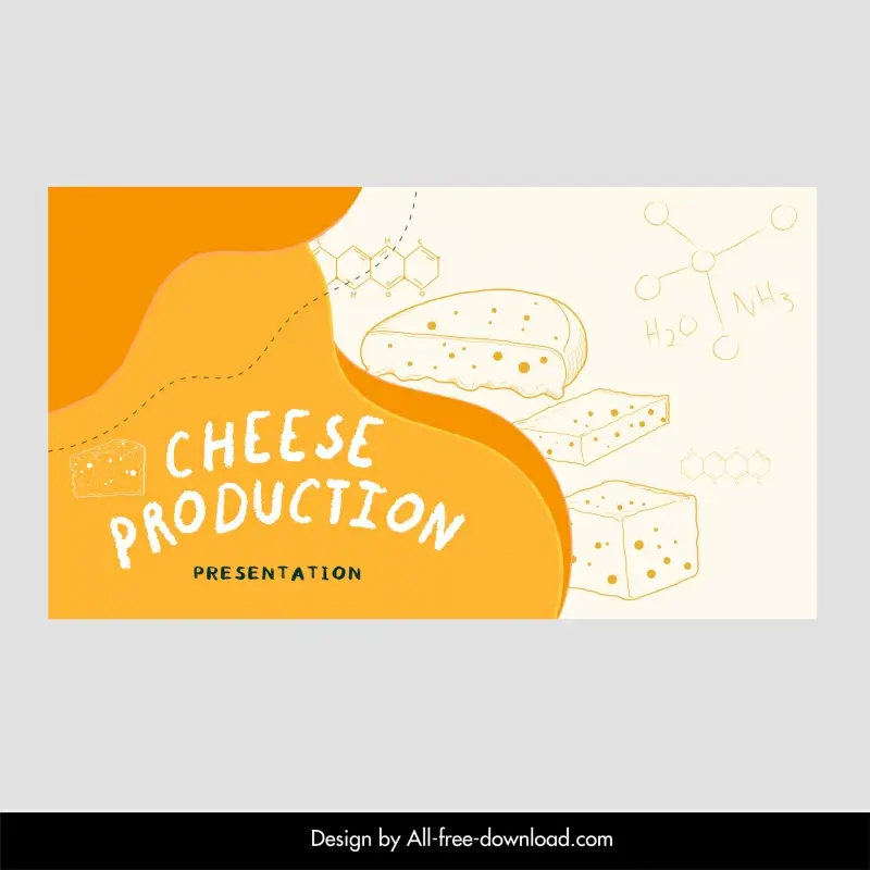 cheese presentation theme template flat handdrawn design 