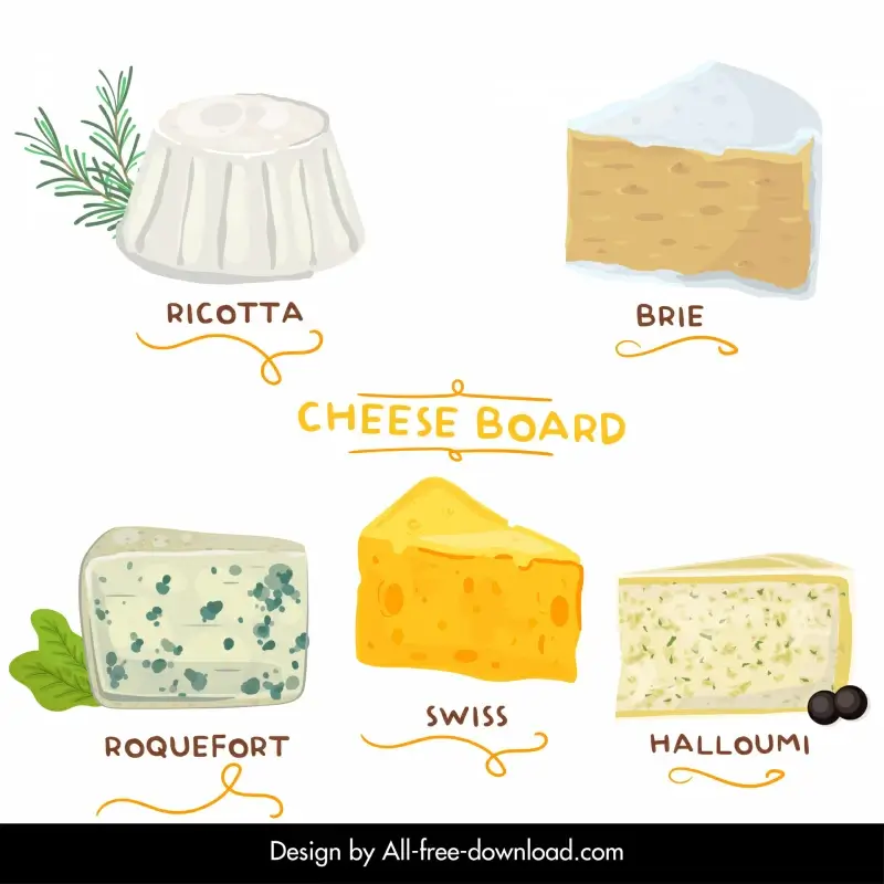  cheeses icons classical shapes sketch