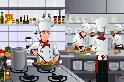 chef and cooking vector
