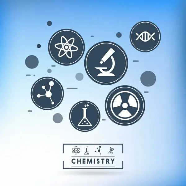 chemistry design elements flat circle icons