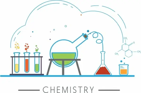 chemistry design elements lab tools icons sketch