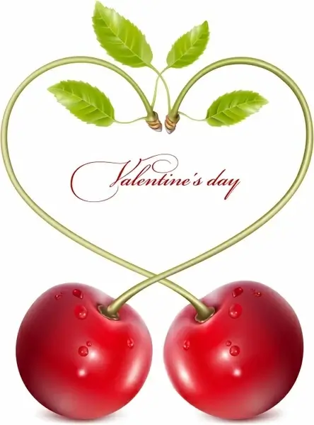 valentine background cherry heart shape decor realistic design
