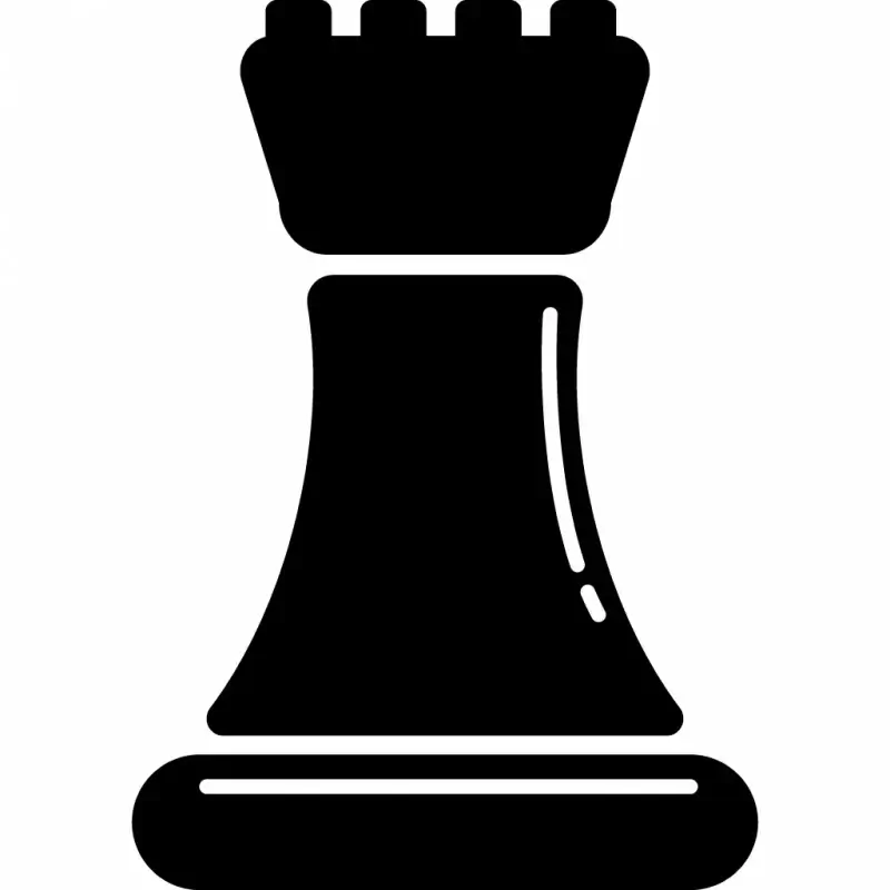 chess rook sign icon flat silhouette sketch