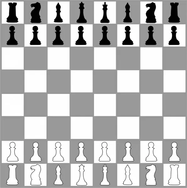 chessboard realistic vector illustration in black and white