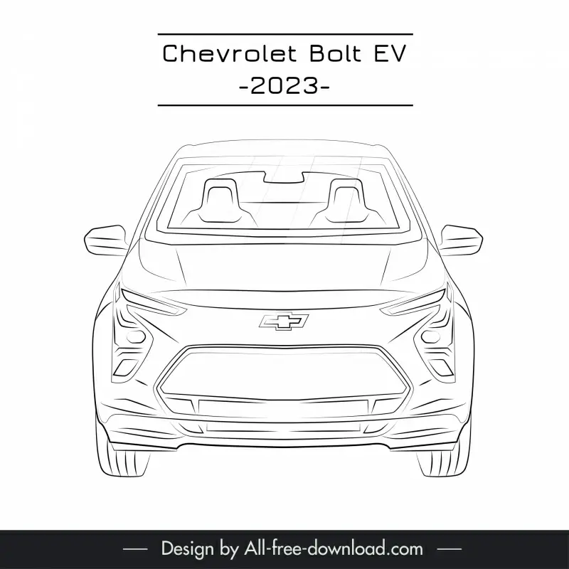 chevrolet bolt ev 2023 car model template handdrawn front view outline