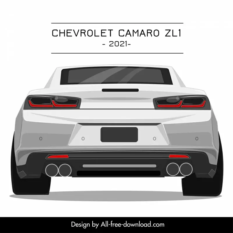 chevrolet camaro zl1 2021 car model advertising template modern symmetric back view sketch