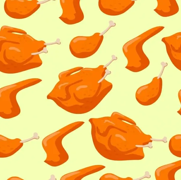 chicken background orange design repeating icons
