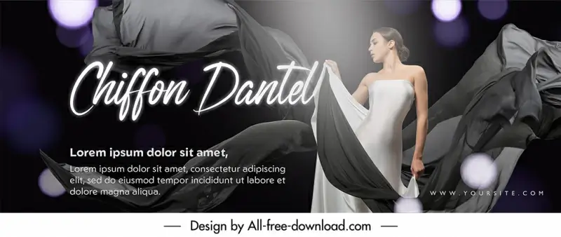 chiffon dantel  profile advertising banner luxury elegant dynamic silk lady sketch