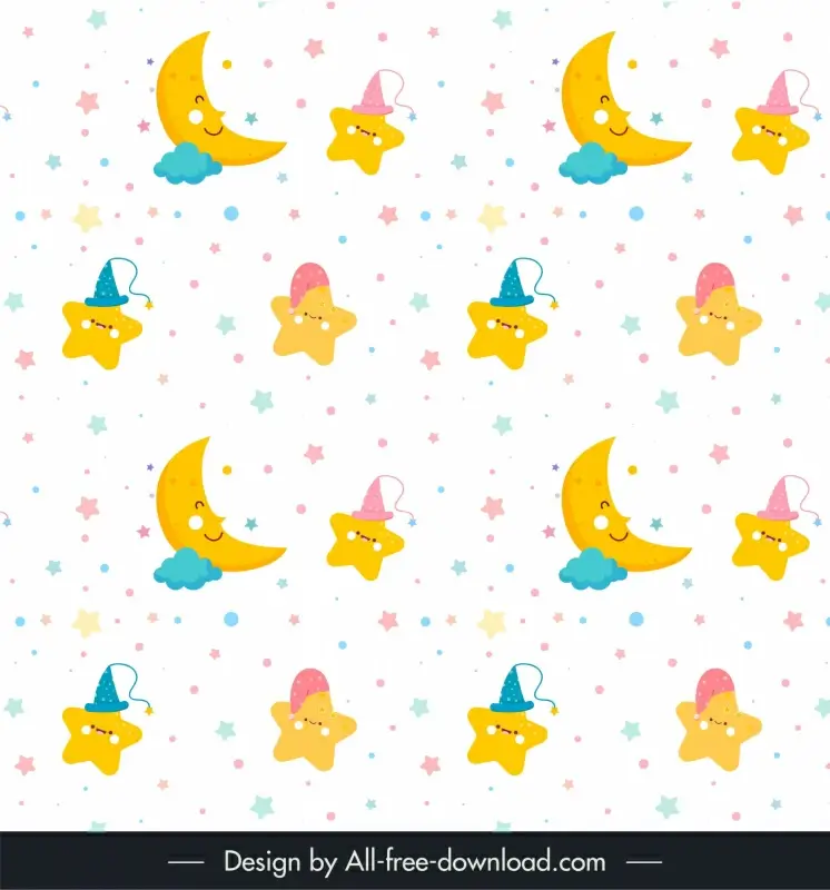 child background template cute repeating moon stars stylization