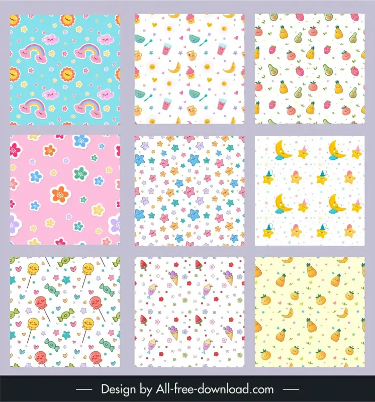 children pattern templates collection cute repeating 