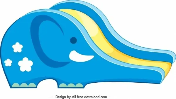 children slide template elephant shape colorful 3d