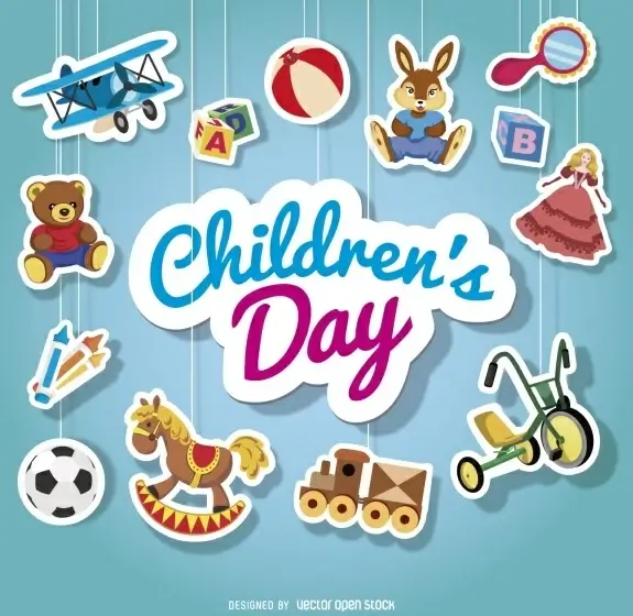 childrens day hanging ornament stickers cute vector
