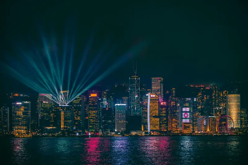 china landscape picture modern city night time scene 