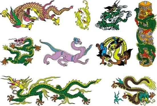 chinese classical dragon vector of the seven
