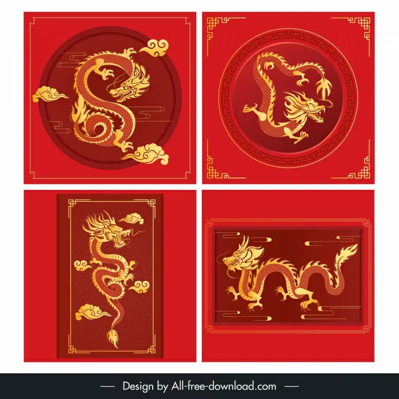chinese golden dragon design elements elegant classic