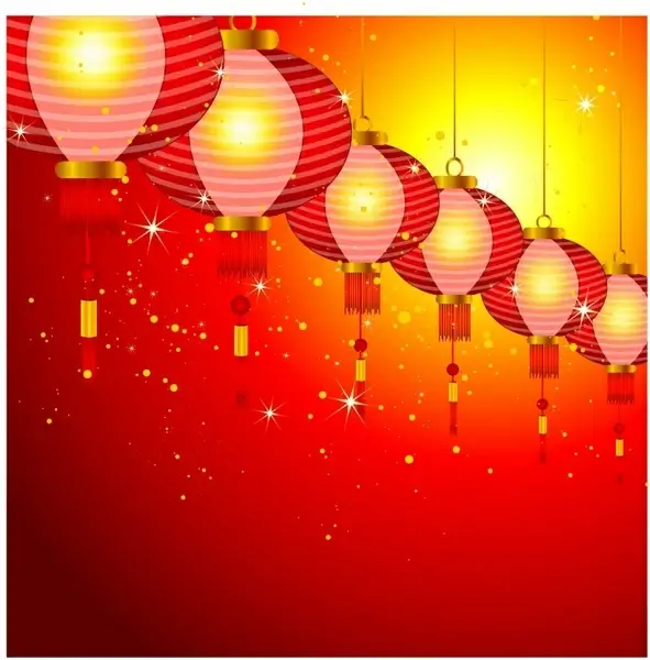 Chinese New Year background design with lanterns.